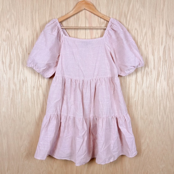 HYFVE Pink Puff Sleeve Tiered Mini Dress - Picture 2 of 6